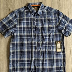 5.11 tactical blue plaid short sleeve shirt
